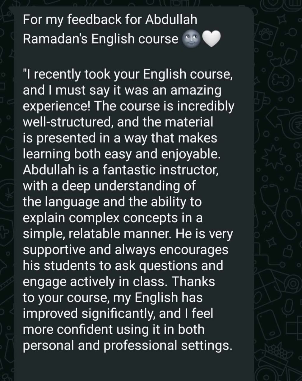 Student testimonial 1